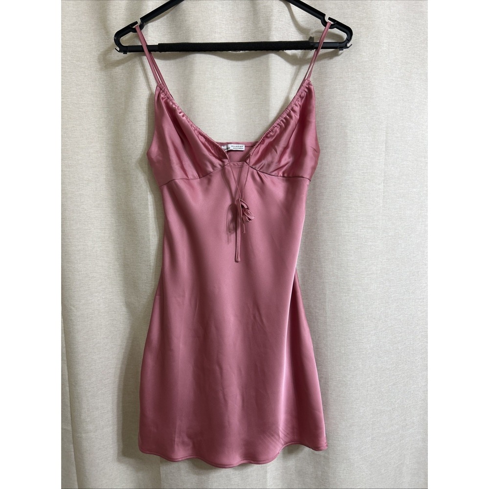 Pink Satin Slip Dress Size S Mini Spaghetti Strap Lingerie Style Y2K - Picture 2 of 9